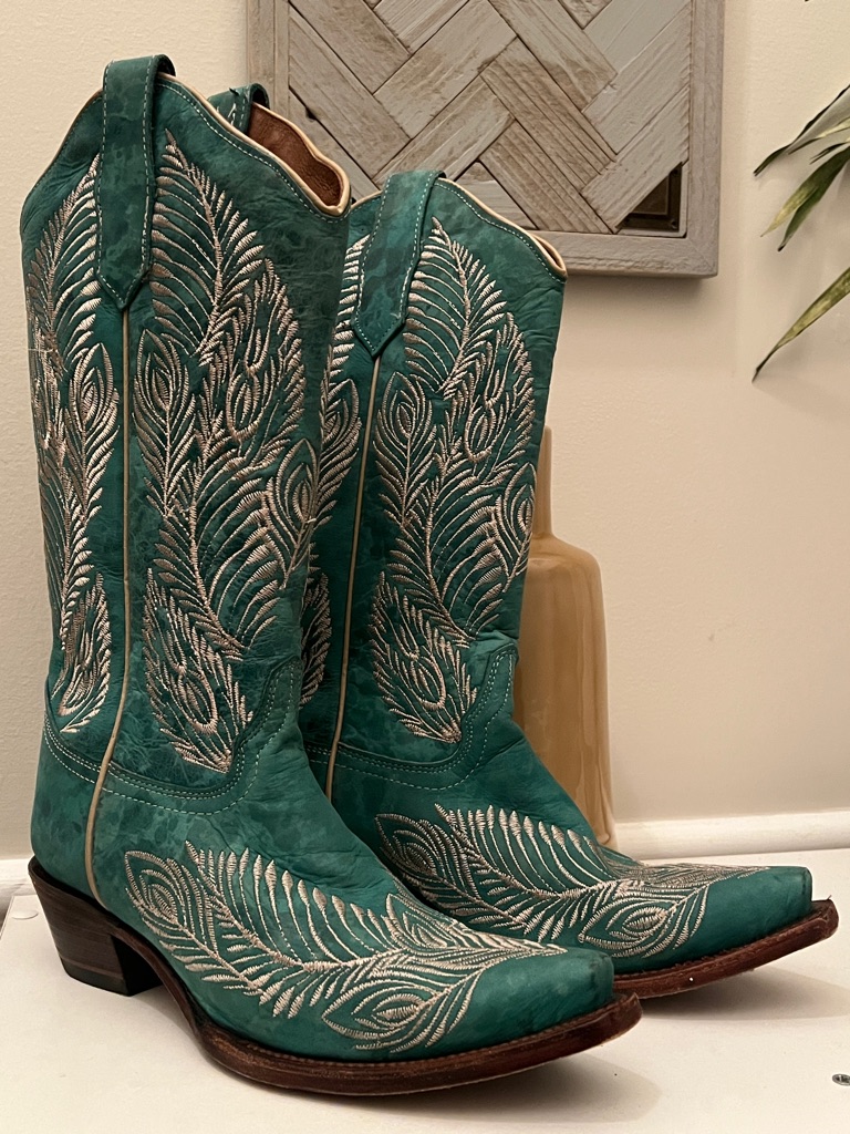 Circle G Turquoise Western Leather Boot Size 7.5
